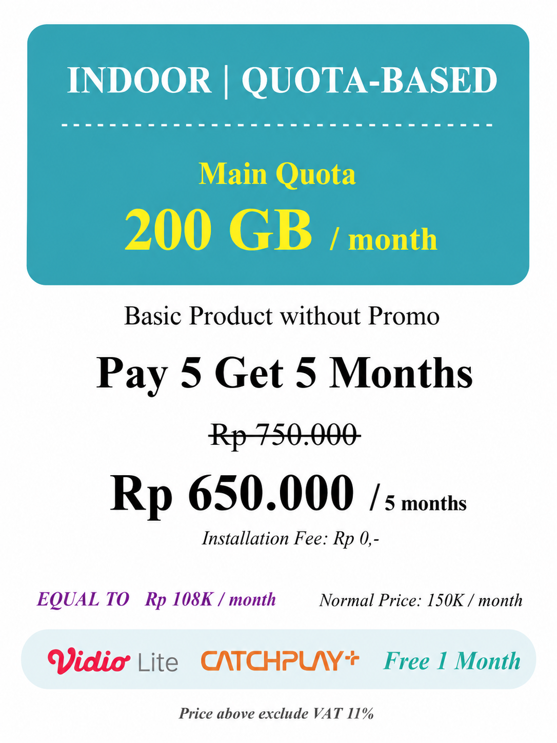 Paket FWA Indoor quota-based 200 GB